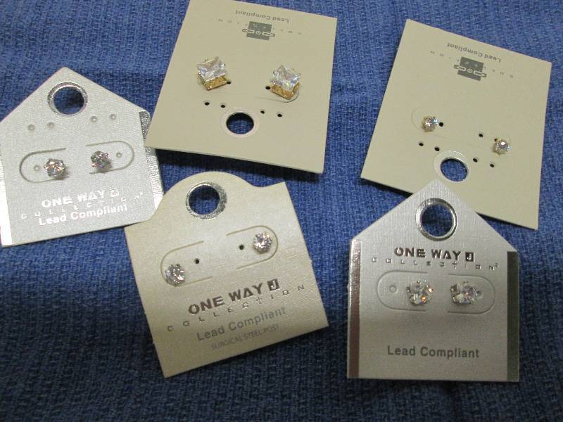 lot 225 image: 5 pair faux diamond earrings, lead ...
