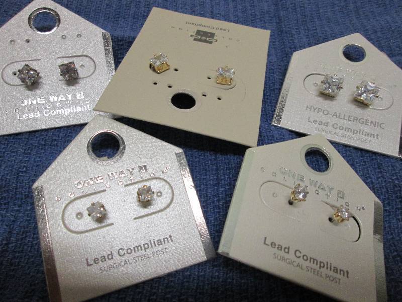 lot 227 image: 5 pair faux diamond earrings, lead ...