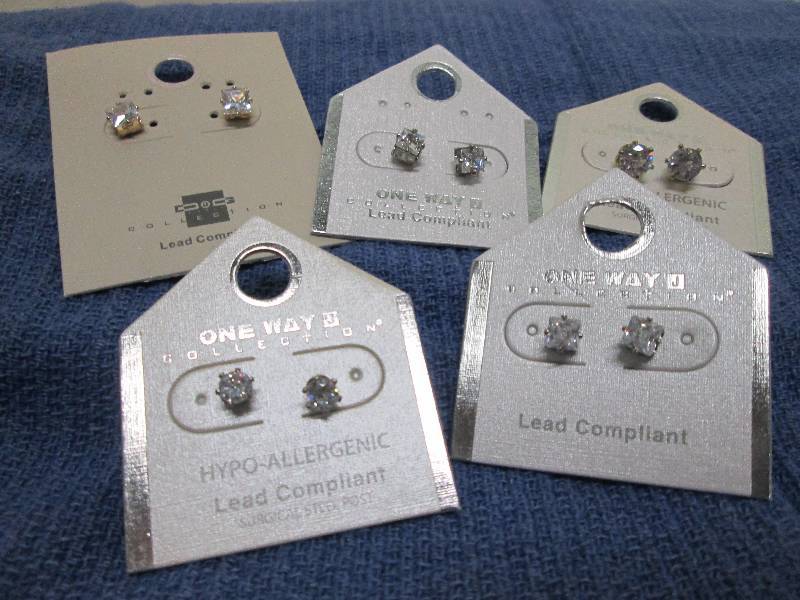 lot 228 image: 5 pair faux diamond earrings, lead ...