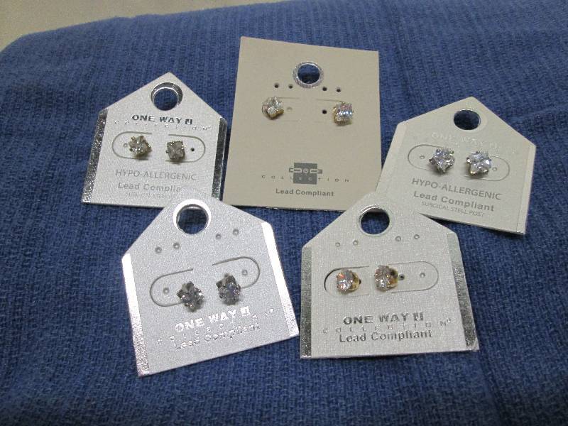 lot 229 image: 5 pair faux diamond earrings, lead ...