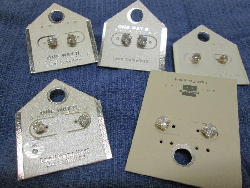 lot 230 image: 5 pair faux diamond earrings, lead ...
