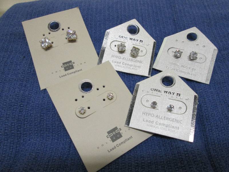 lot 231 image: 5 pair faux diamond earrings, lead ...