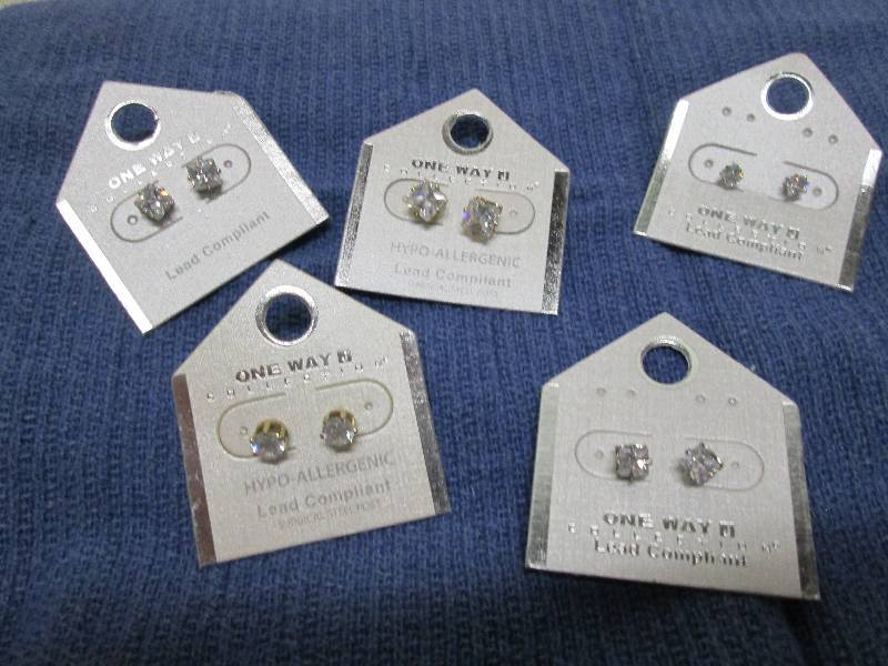 lot 233 image: 5 pair faux diamond earrings, lead ...