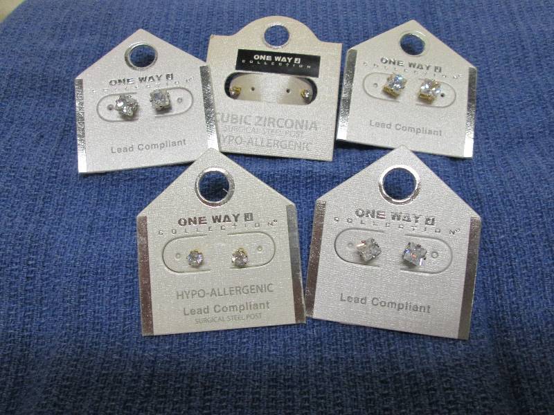 lot 235 image: 5 pair faux diamond earrings, lead ...