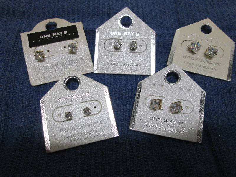 lot 236 image: 5 pair faux diamond earrings, lead ...