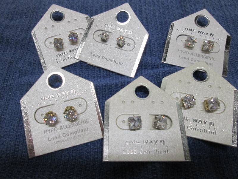 lot 239 image: 6 pair faux diamond earrings, lead ...
