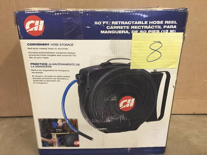 lot 8 image: Campbell Hausfeldt 50 FT Retractable Hose Reel like new