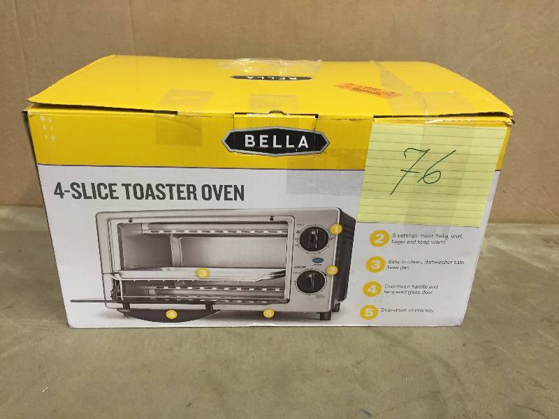lot 76 image: Bella 4 slice toaster oven