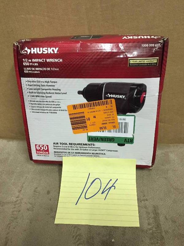 lot 104 image: Husky 12in impact Wrench 650 LBS