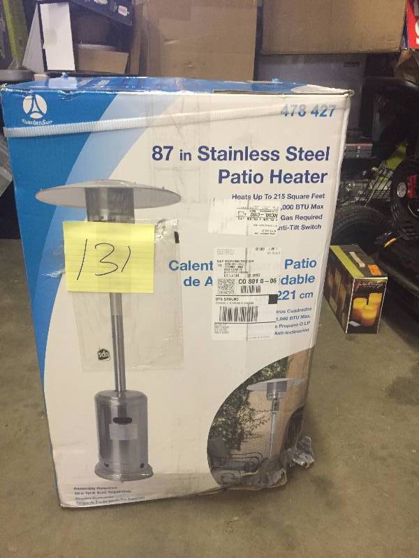 lot 131 image: Gardensun 41,000 BTU Stainless Steel Propane Patio Heater NEW