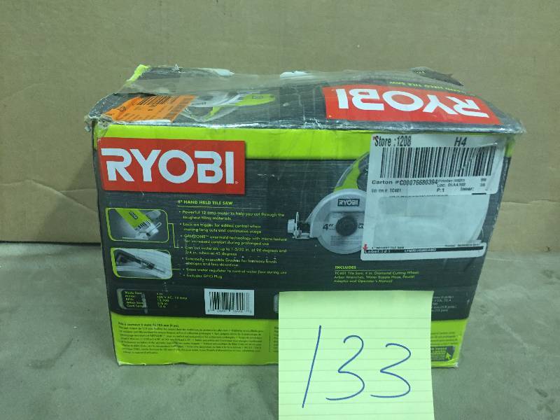 lot 133 image: Ryobi Handd Held 4  Tile Saw in good working condition