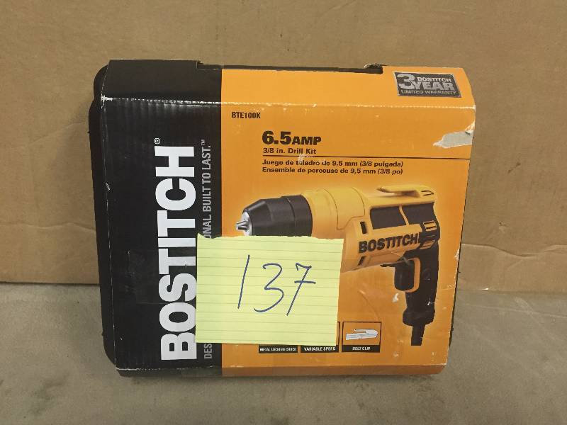 lot 137 image: Bostitich BTE100K 6.5 Amp 38 in. VSR Drill New