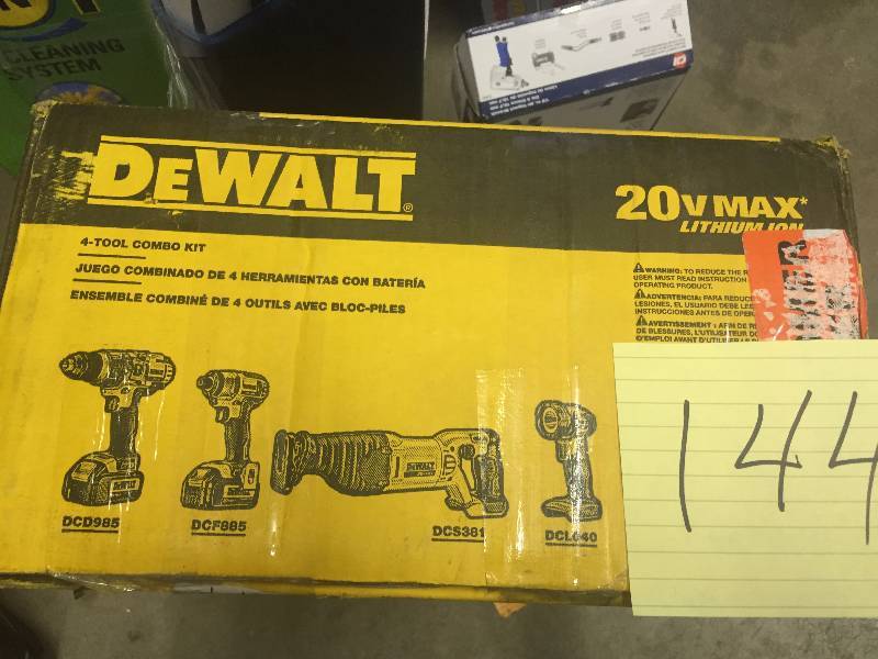 lot 144 image: Dewalt 20-Volt Max Lithium-Ion Cordless Combo Kit (4-Tool ) New