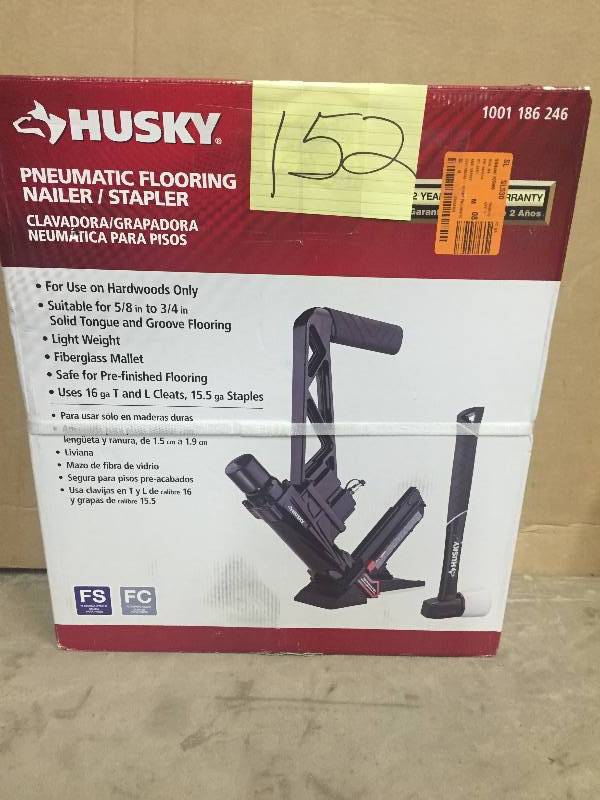 lot 152 image: Husky Pneumatic 16-Gauge Flooring NailerStapler New