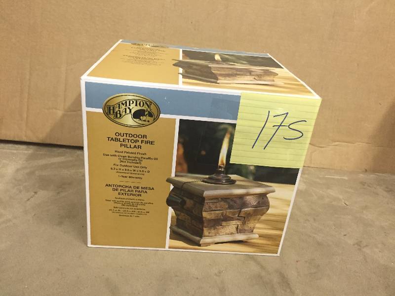 lot 175 image: Hampton Bay Outdoor Tabletop Fire Pillar New