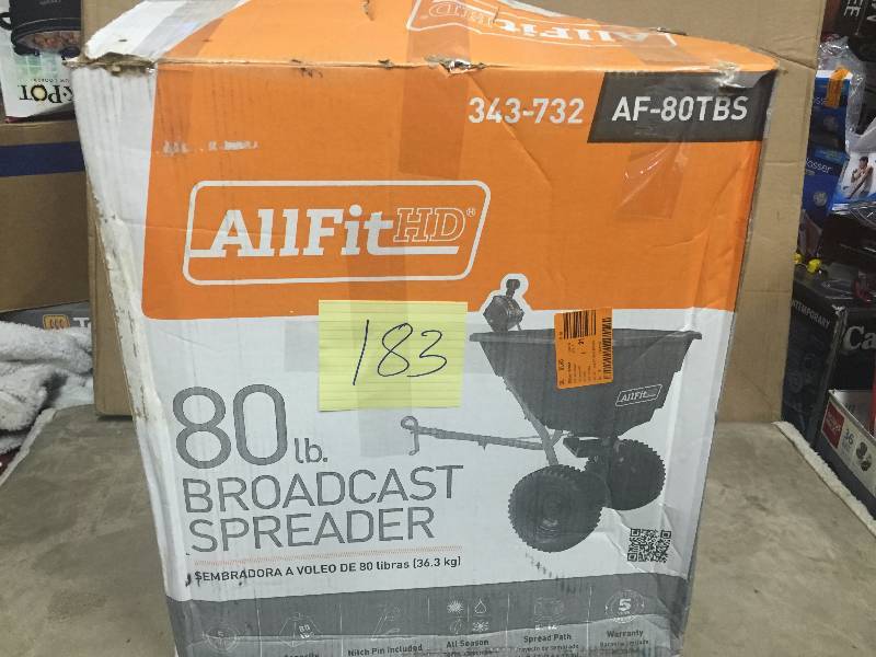 lot 183 image: AllFitHD 80 lb. Broadcast Spreader damagebroke - upper edge