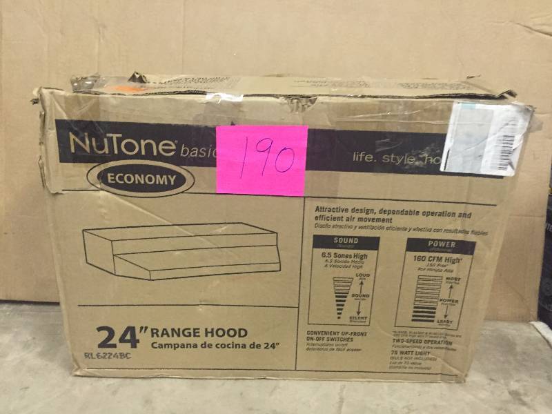 lot 190 image: Nutone 24 in Hood Range New