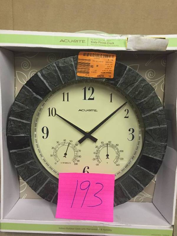 lot 193 image: Accurite  slate  finish Clock New
