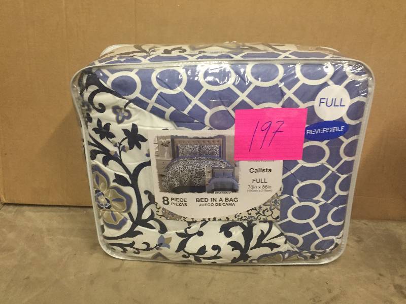lot 197 image: 8 Piece Bed in the Bag- reversible Full Size New