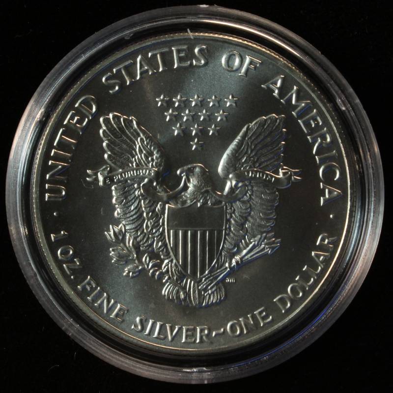 1992 AMERICAN SILVER EAGLE 1 TROY OZ. .999 FINE SILVER IN AIRTITE CAPSULE