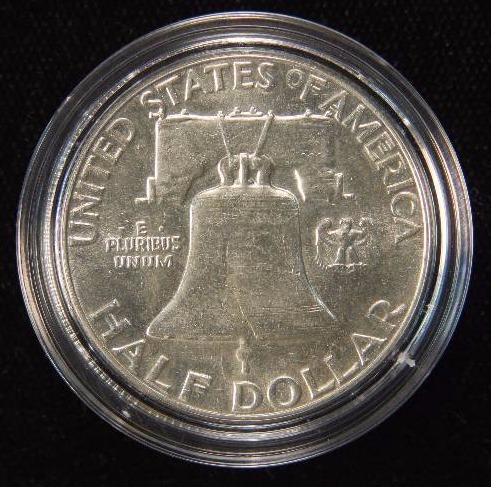 1960 FRANKLIN SILVER HALF DOLLAR AU IN AIRTITE HOLDER