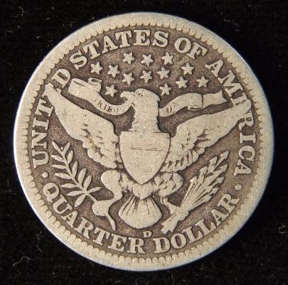 1907-D BARBER SILVER QUARTER
