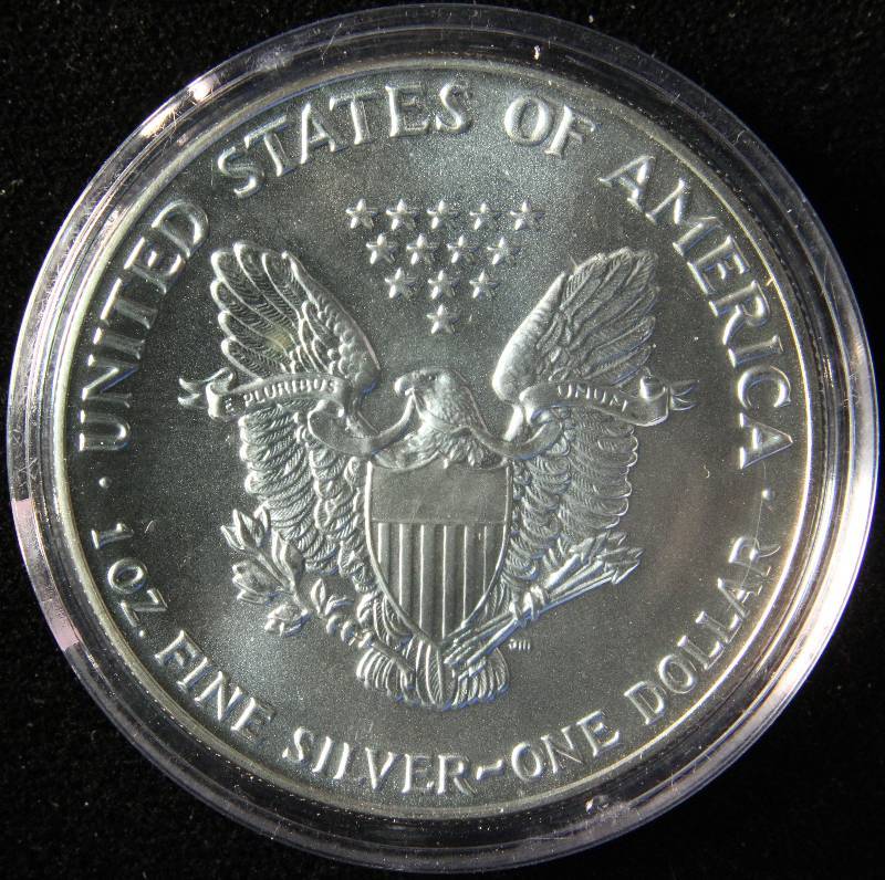 1991 AMERICAN SILVER EAGLE 1 TROY OZ. .999 FINE SILVER DOLLAR IN AIRTITE CAPSULE