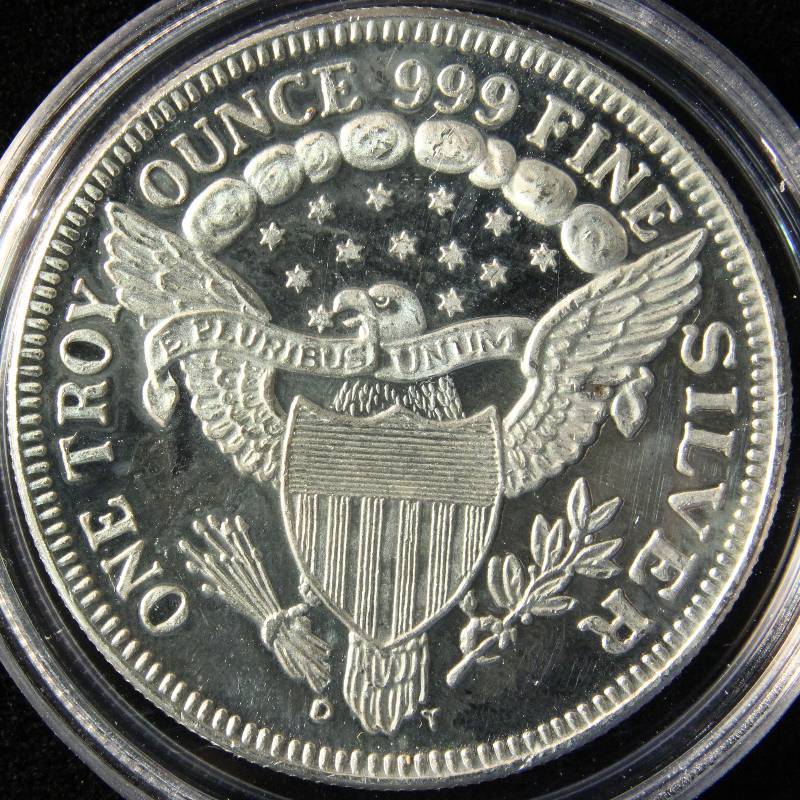 1 TROY OZ. .999 FINE SILVER ROUND DRAPED BUST STYLE IN AIRTITE HOLDER