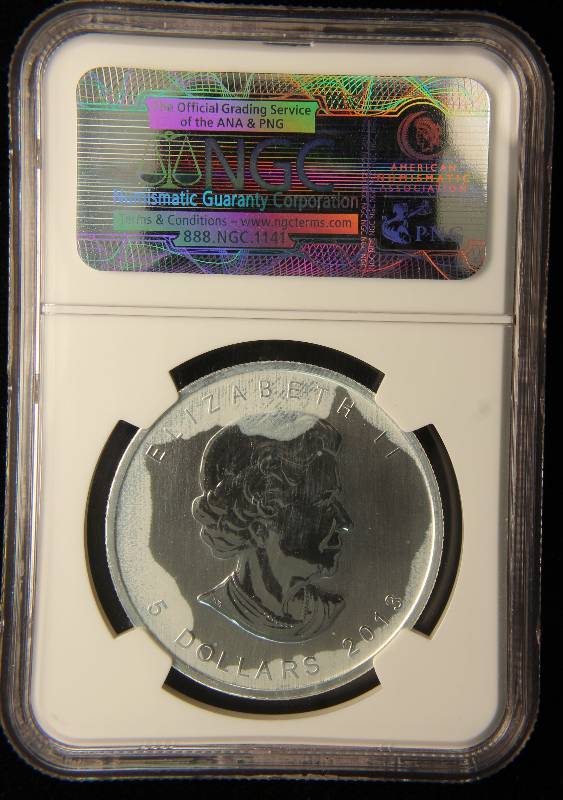 2013 CANADA MAPLE LEAF $5 25TH ANNIVERSARY 1 TROY Oz. .9999 FINE SILVER NGC MS69