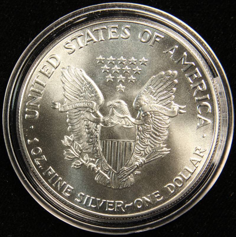 1986 AMERICAN SILVER EAGLE 1 TROY OZ. .999 FINE SILVER DOLLAR IN AIRTITE CAPSULE