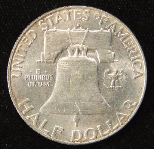 1958-D FRANKLIN SILVER HALF DOLLAR UNC.