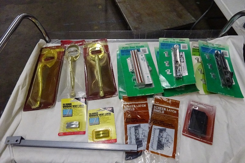 Patio door handles, screen latches