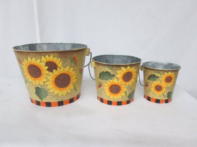 Sunflower Tin Buckets