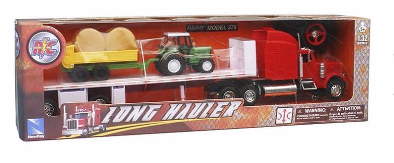 lot 109 image: Peterbilt Long Hauler Remote-Controlled Semi Truck with Farm Tractor