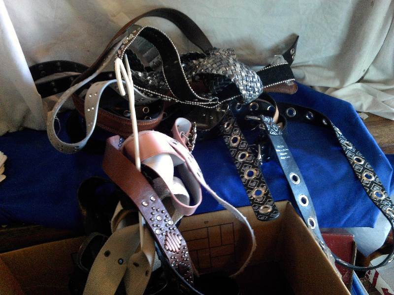 box of fashion belts