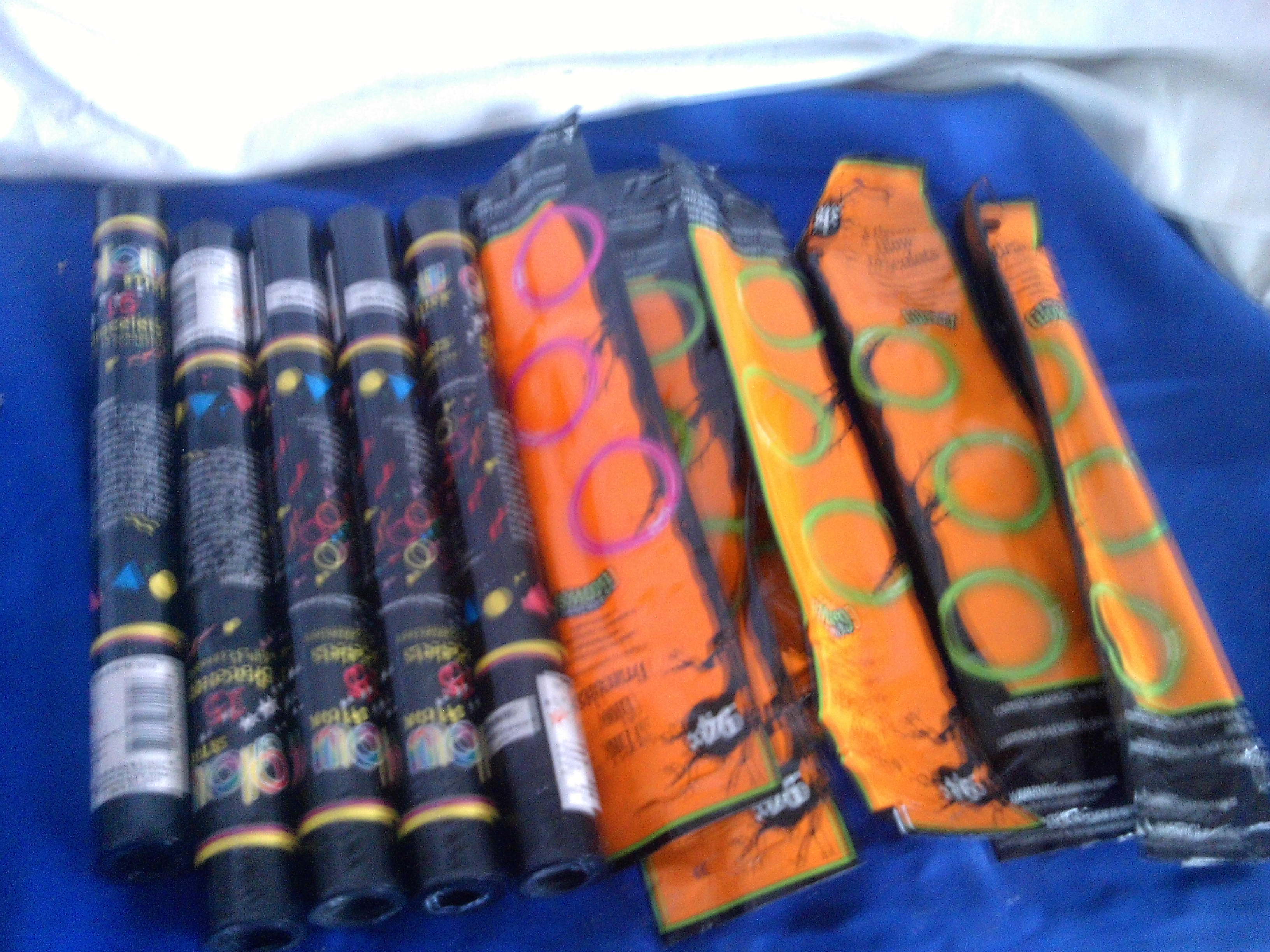 glow stix and braceletts