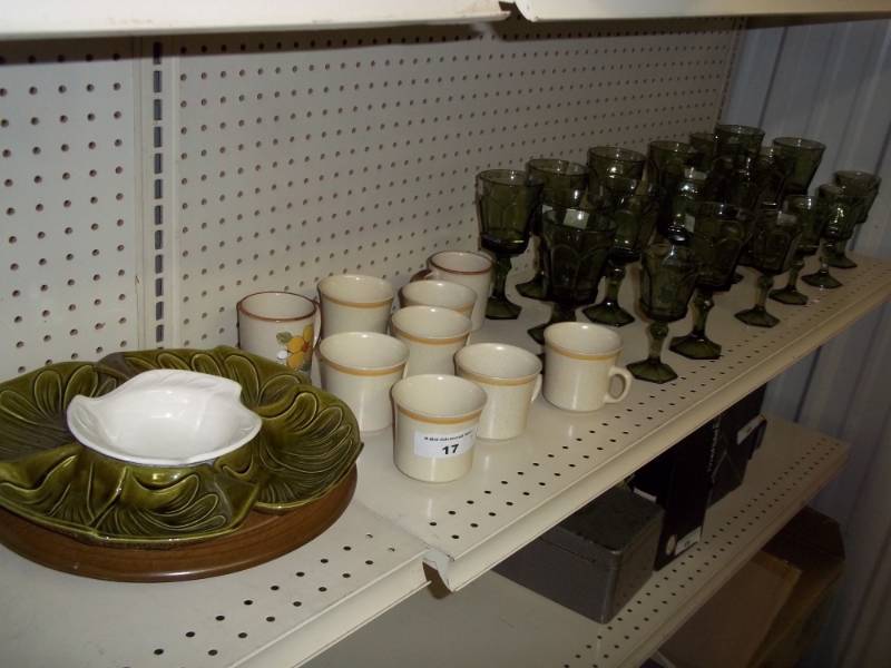 lot 17 image: Wine Glasses and Coffee cups with serving tray