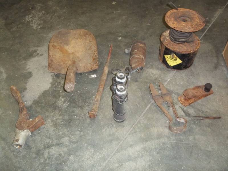 lot 61 image: Vintage Tools with binoculars and shearing scissors.
