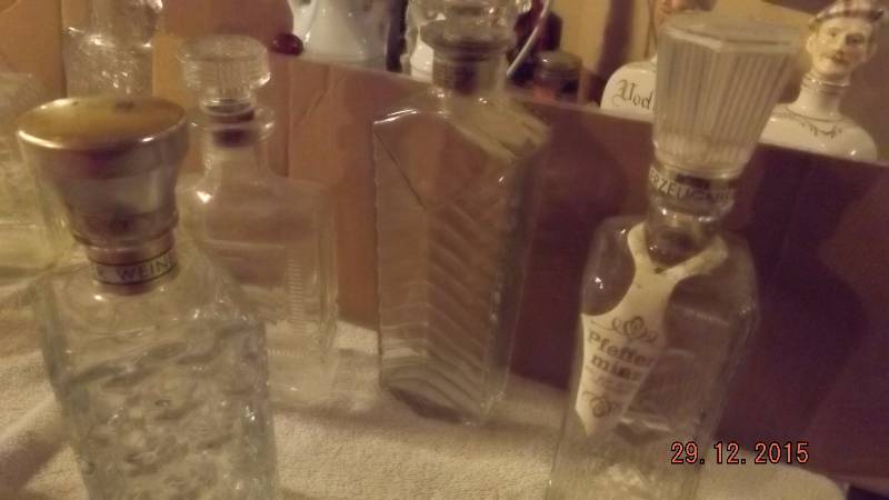 Lot of 4 Square Liquor Bottles With Stoppers