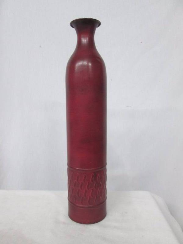 Red Skinny Tin Decorative Vase