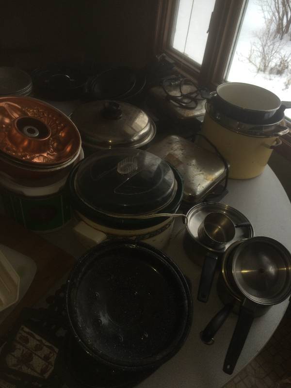 Table of pots and pans
