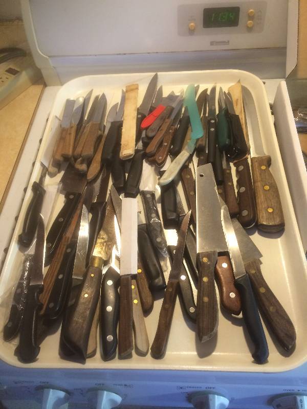 Pail of knifes