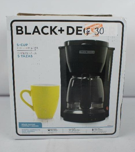 lot 30 image: Black & Decker DCM600B 5-Cup Coffeemaker, Black