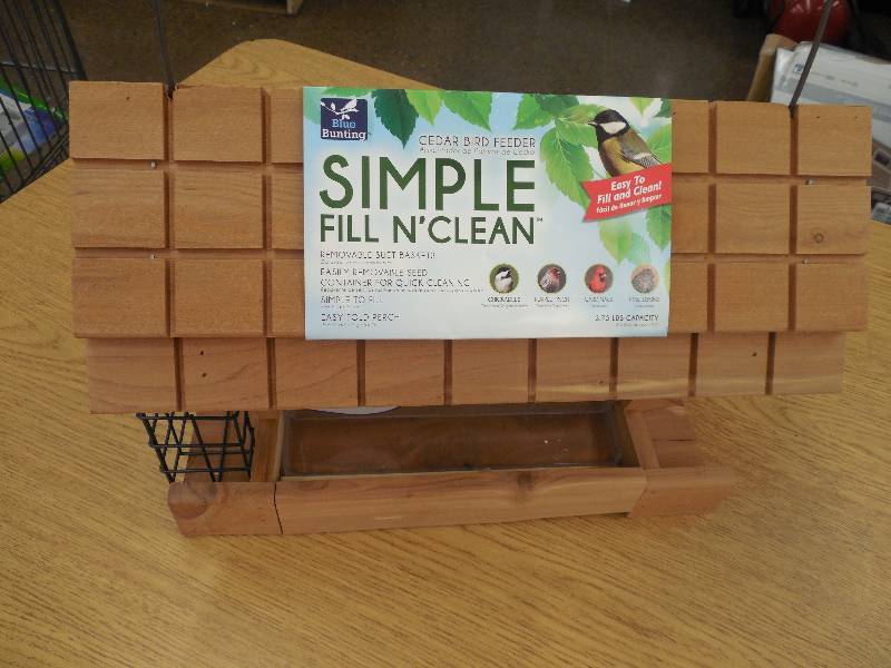 Blue Bunting Wooden Barn Feeder with Suet