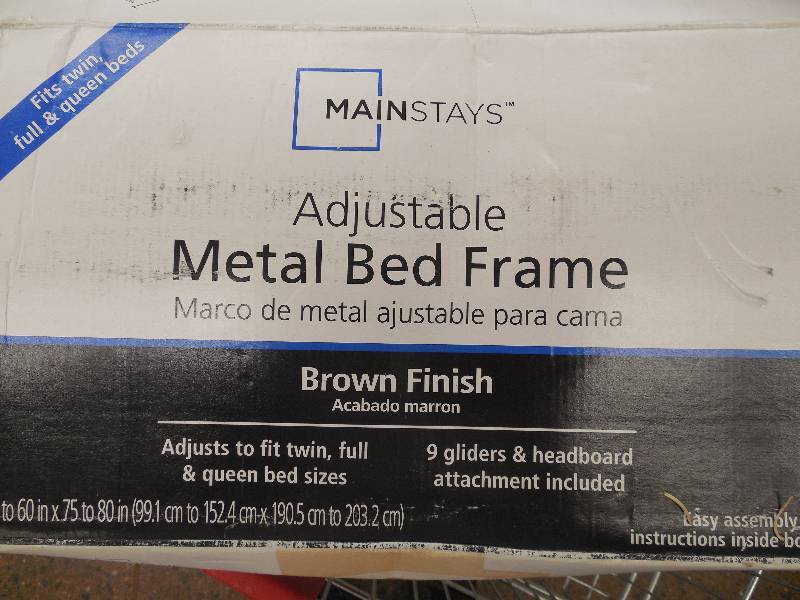 Adjustable Metal Bed Frame, Brown