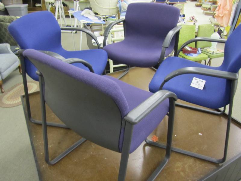 4 blue and purple reception chairs...