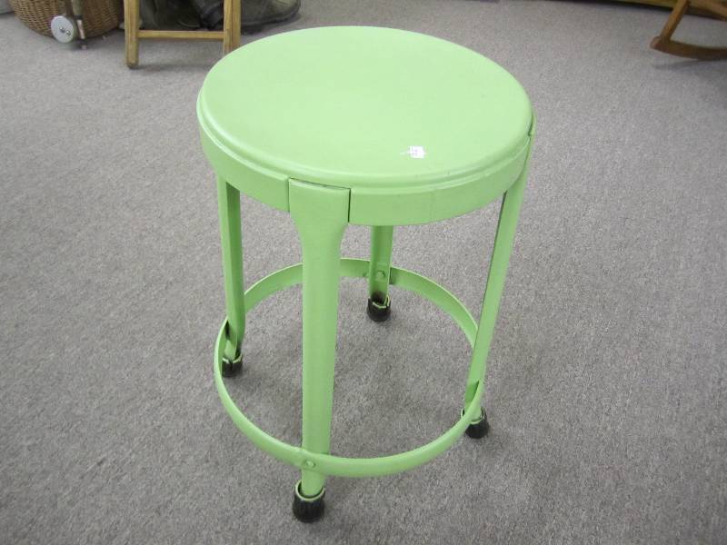 Vintage green stool, metal...