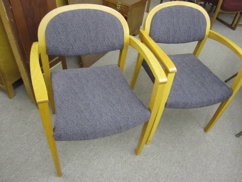 2 Wood frame upholstered chairs...