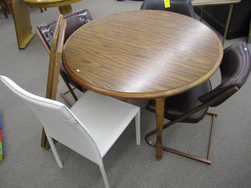 Table with leaves and 4 assorted ch...