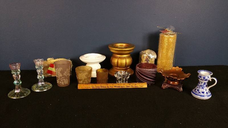 lot 121 image: Large Group of Candles & Holders